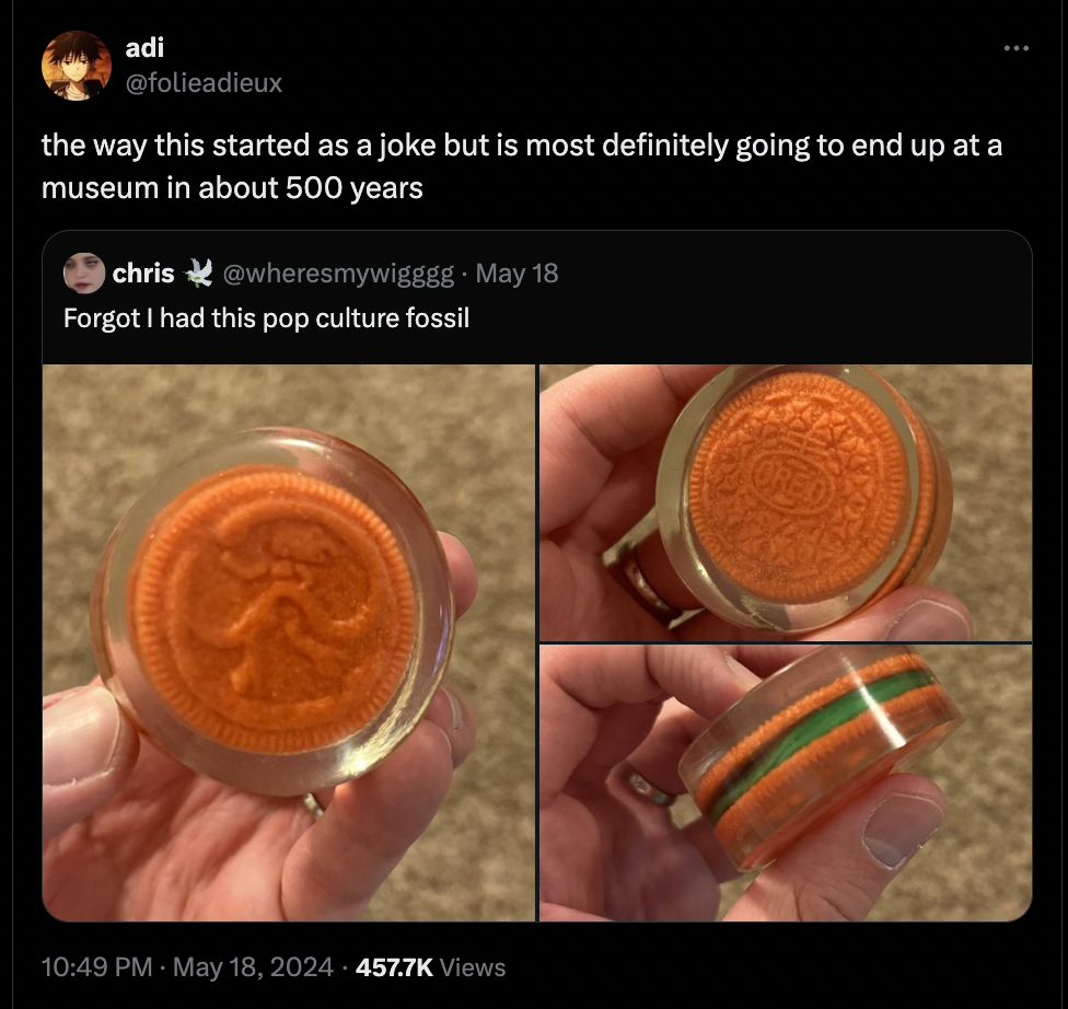 screenshot - adi the way this started as a joke but is most definitely going to end up at a museum in about 500 years chris May 18 Forgot I had this pop culture fossil Views